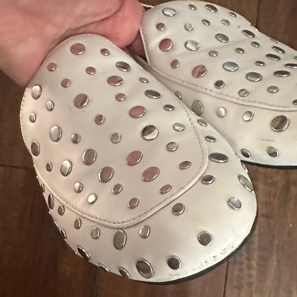 Kenneth Cole White Studded Leather Slip-On Loafers - Picture 9 of 12